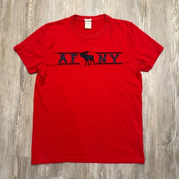 Abercrombie & Fitch Other - Abercrombie & Fitch Mens Large Y2K Muscle Fit Moose Logo Red Tee Shirt